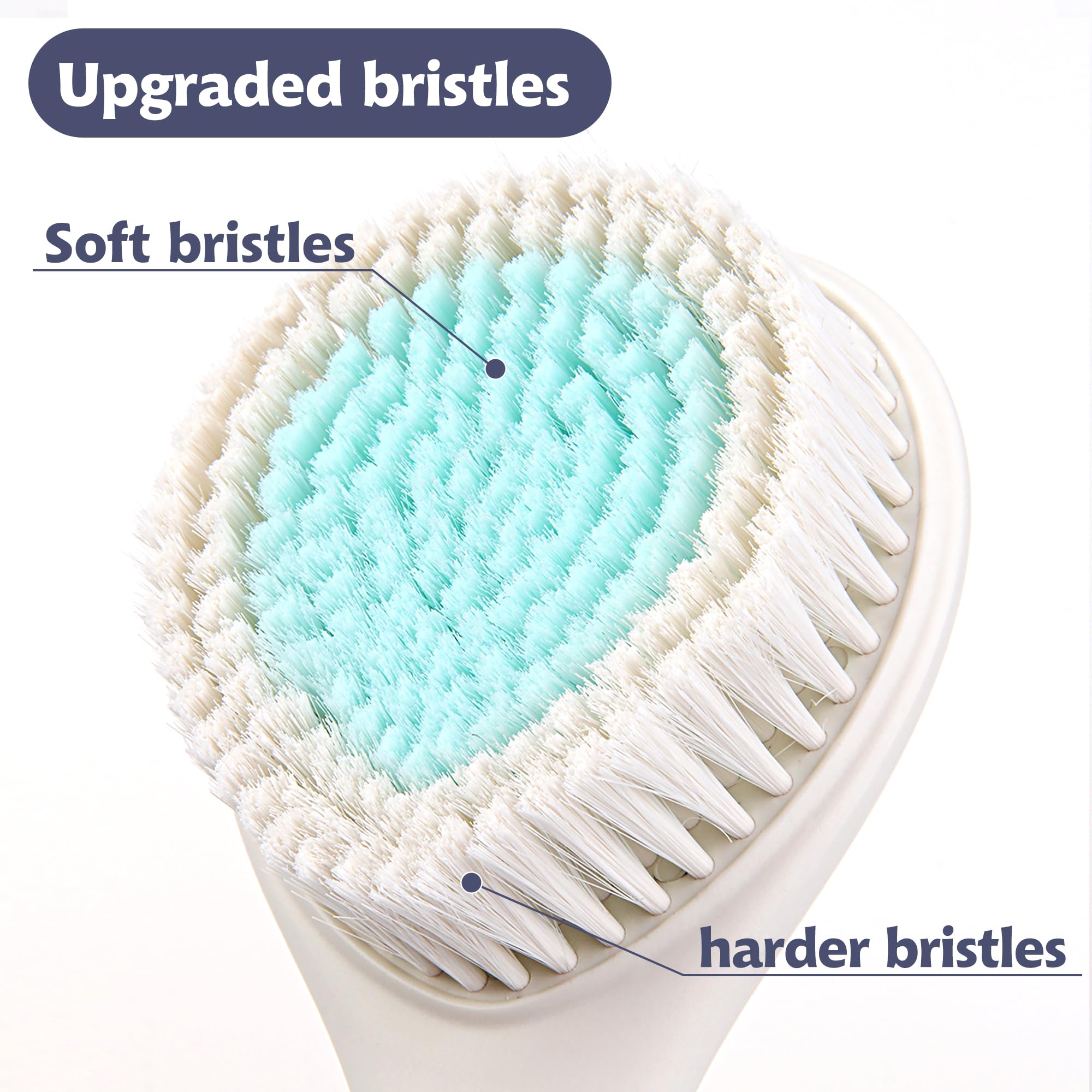BEDELITE Back Bath Brush Long Handle for Shower of 2 - Soft Shower Brush for Men & Women,Back Brush Scrubber - 16.4" Long Skin Exfoliator for Body Bath Scrubber（Pink & Ivory）