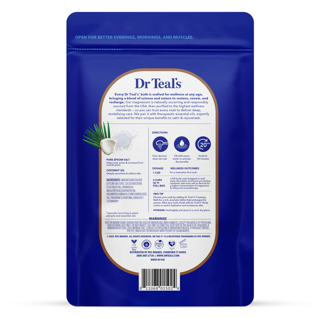Dr Teal's Epsom Salt Magnesium Soak, Nourish & Protect with Coconut Oil, 3 lbs