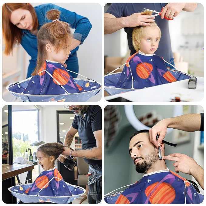FEBSNOW Kids Hair Cutting Cape Adjustable Haircut Cape Umbrella for Child
