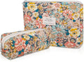 Gosect 2PC Makeup Bag Set, Cute Cosmetic Bag for Women Girls, Floral Coquette Aesthetic Toiletry Bag, Travel Make Up Organizer Bag (South Twigs Flower)