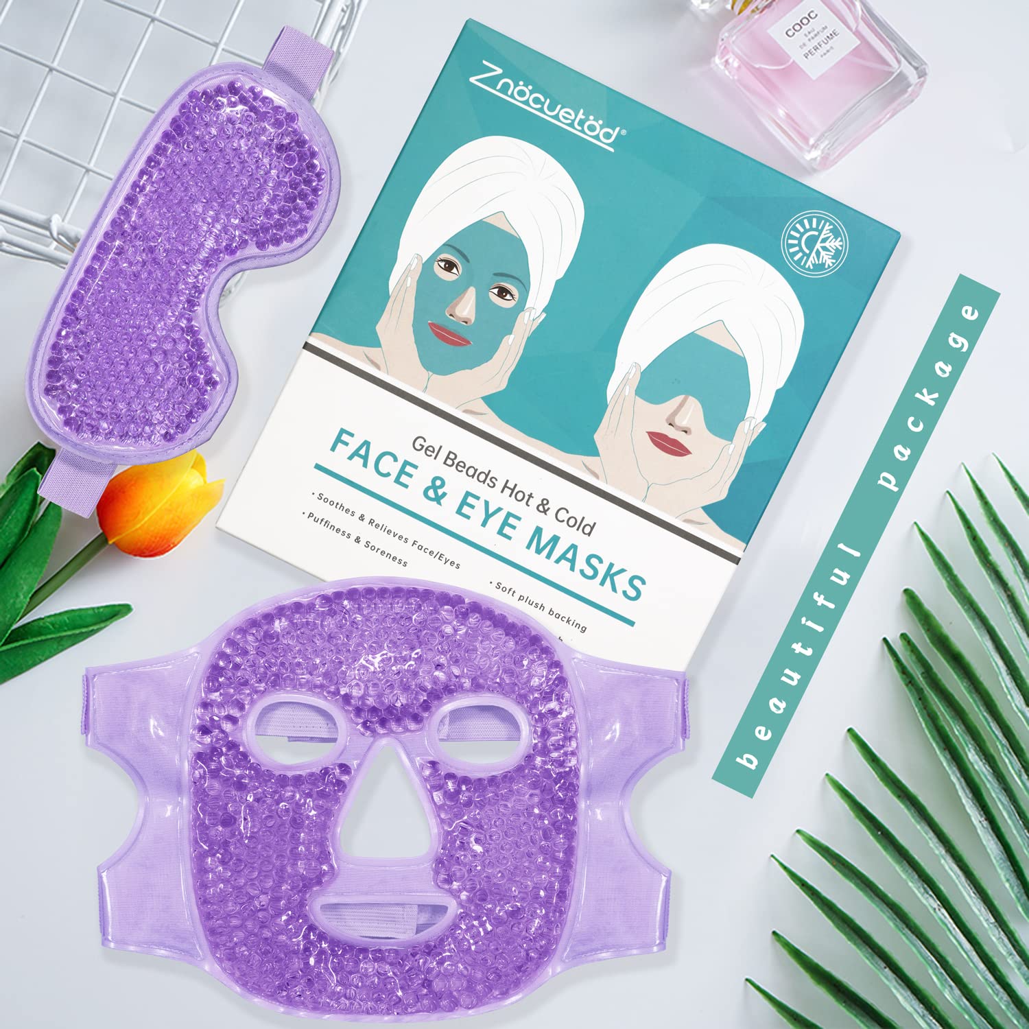 ZNÖCUETÖD Cooling Mask Ice Pack for Face Eye, Hot Cold Compress for Face