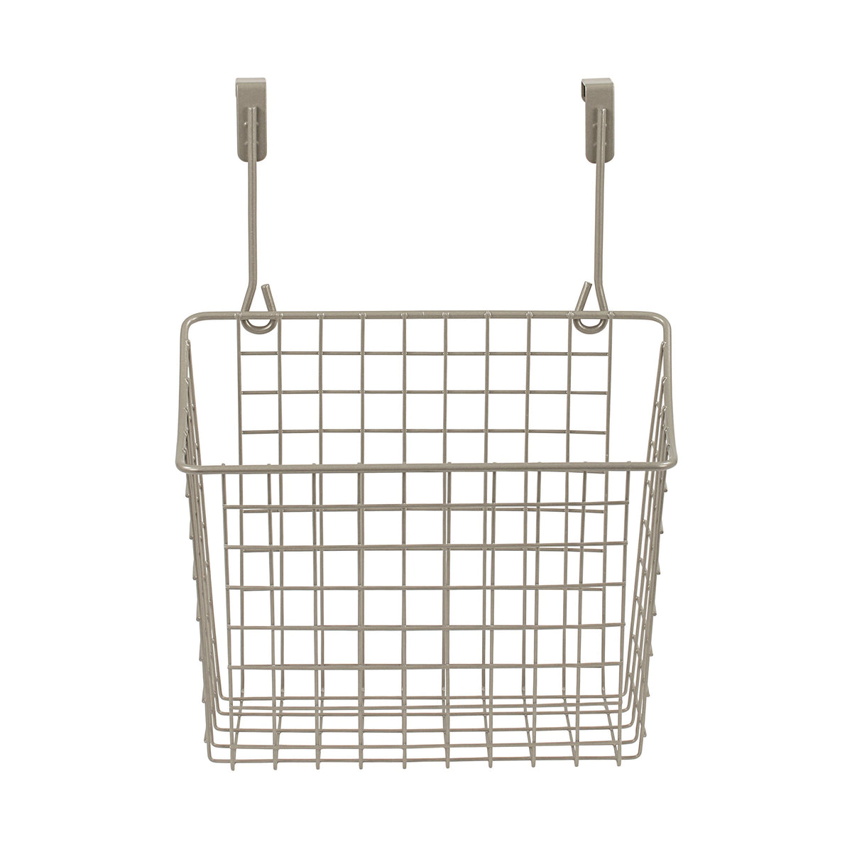 Spectrum Hanging Baskets for Organizing (Large, Satin Nickel) - Grid Over the Cabinet Wire Basket for Kitchen or Bathroom - Door Hanging Storage Organizer for Cleaning Supplies, Washcloths, & Towels
