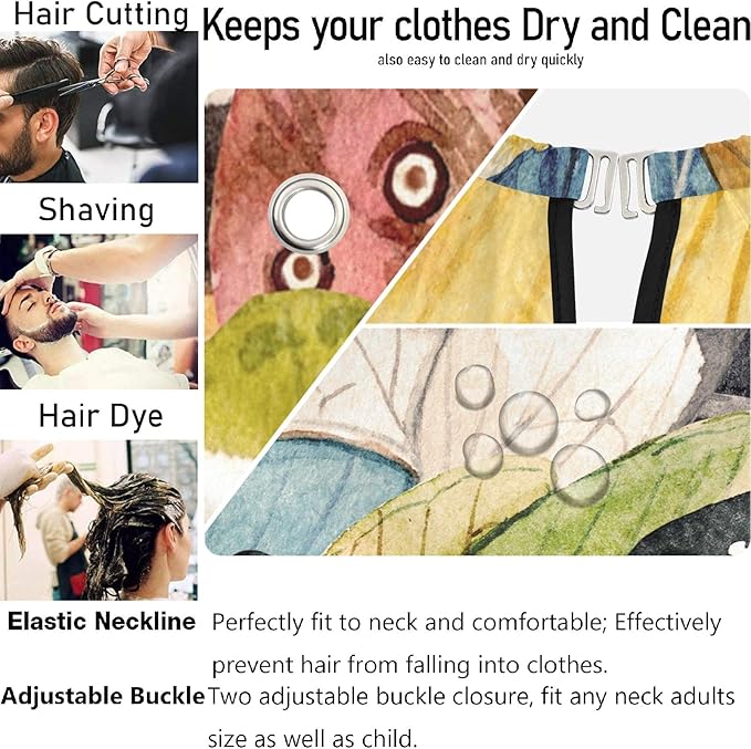 visesunny Retro Style Butterfly Barber Cape Anti-Static Hair Cutting Cape with Snap Closure Professional Salon Polyester Cape Barber Water-Resistant Hairdressing Cape Adjustable Snap for Hairstylists