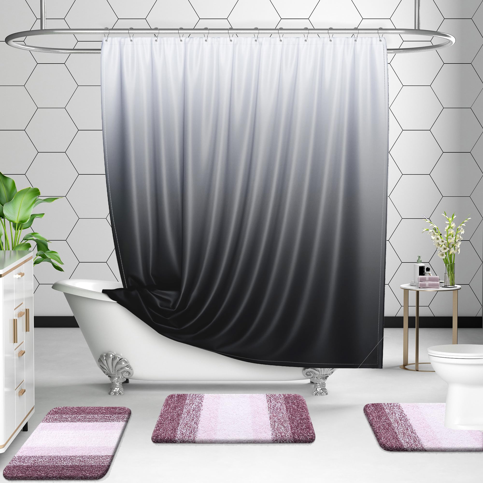 OLANLY Micorfiber Bathroom Rug Set 2 Piece, 24"x16"+U-Shaped 24"x20"