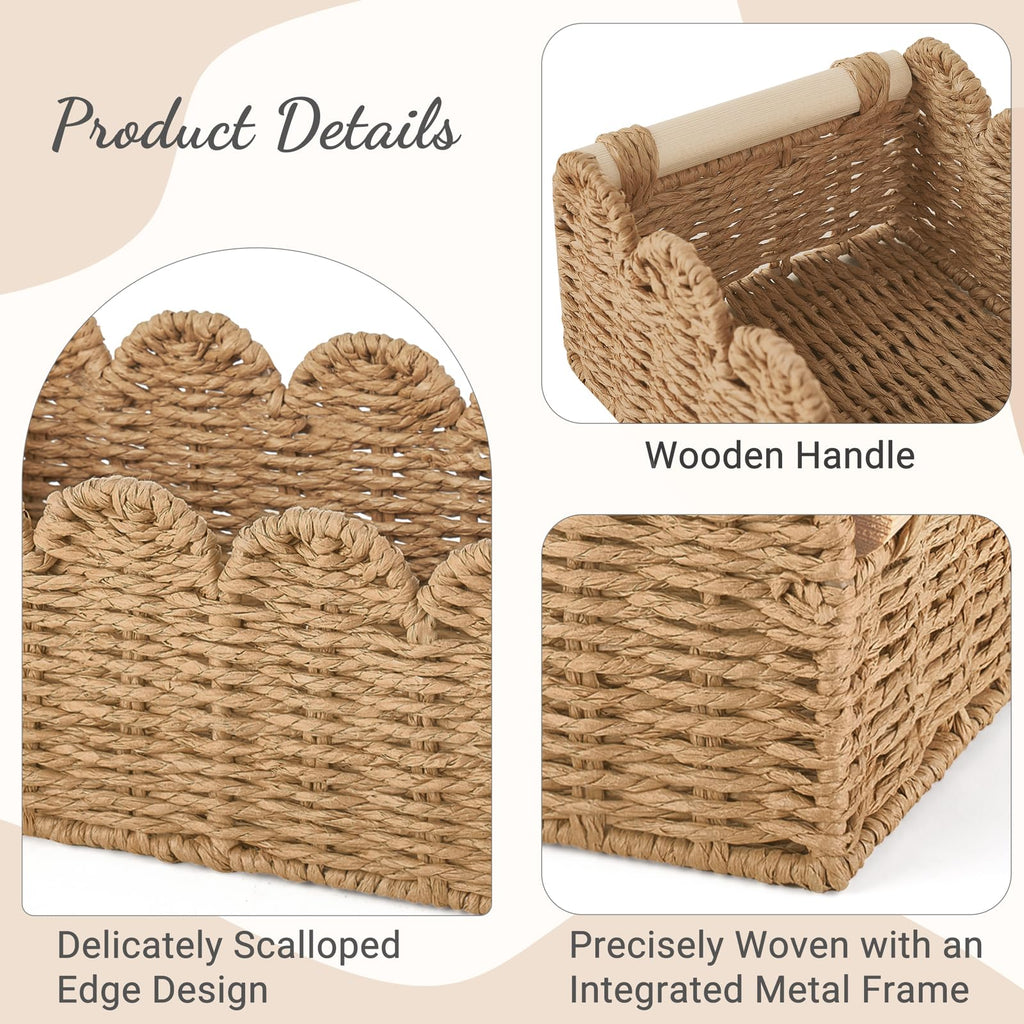 Dahey Toilet Paper Storage Basket 2 Pack Bathroom Scalloped Tank Basket