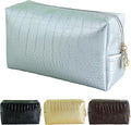 YUDEYG Makeup Bag for Purse, Compact Toiletry Pouch, Crocodile-Embossed Cosmetic Travel Bag, Small Makeup Pouch, Unisex Toiletry Travel Bag