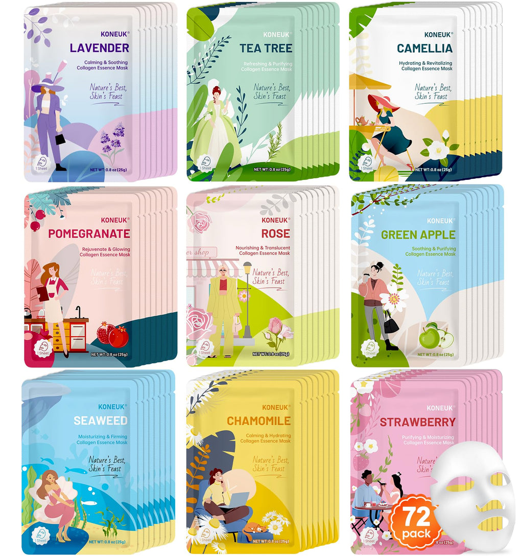 54 Pack Sheet Face Masks Skincare, Hydrating Face Mask for All Skin Types