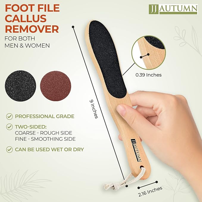 Spa Quality Foot Rasp/Callus Remover Double Sided Wood Professional Foot File Callus Remover for Pedicure and Foot Care - Can Be Used On Both Wet and Dry Feet Achieve Smooth, Silky Feet