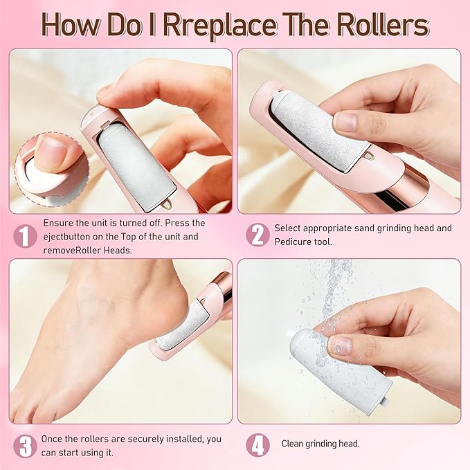 Callus Remover for Feet，Electric Foot Callus Remover with 2 Rollers 2 Speed,16 in1 Rechargeable Foot File Pedicure Kits for Dead Hard Cracked Dry Skin