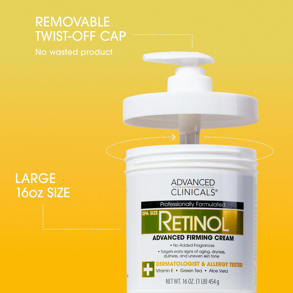 Advanced Clinicals Retinol Body Cream + Hyaluronic Acid Moisturizer 2pc Skincare Set | Face Cream & Body Lotion For Women & Men Helps Improve Appearance Of Crepey Skin, Dry Skin, & Wrinkles, 2pc