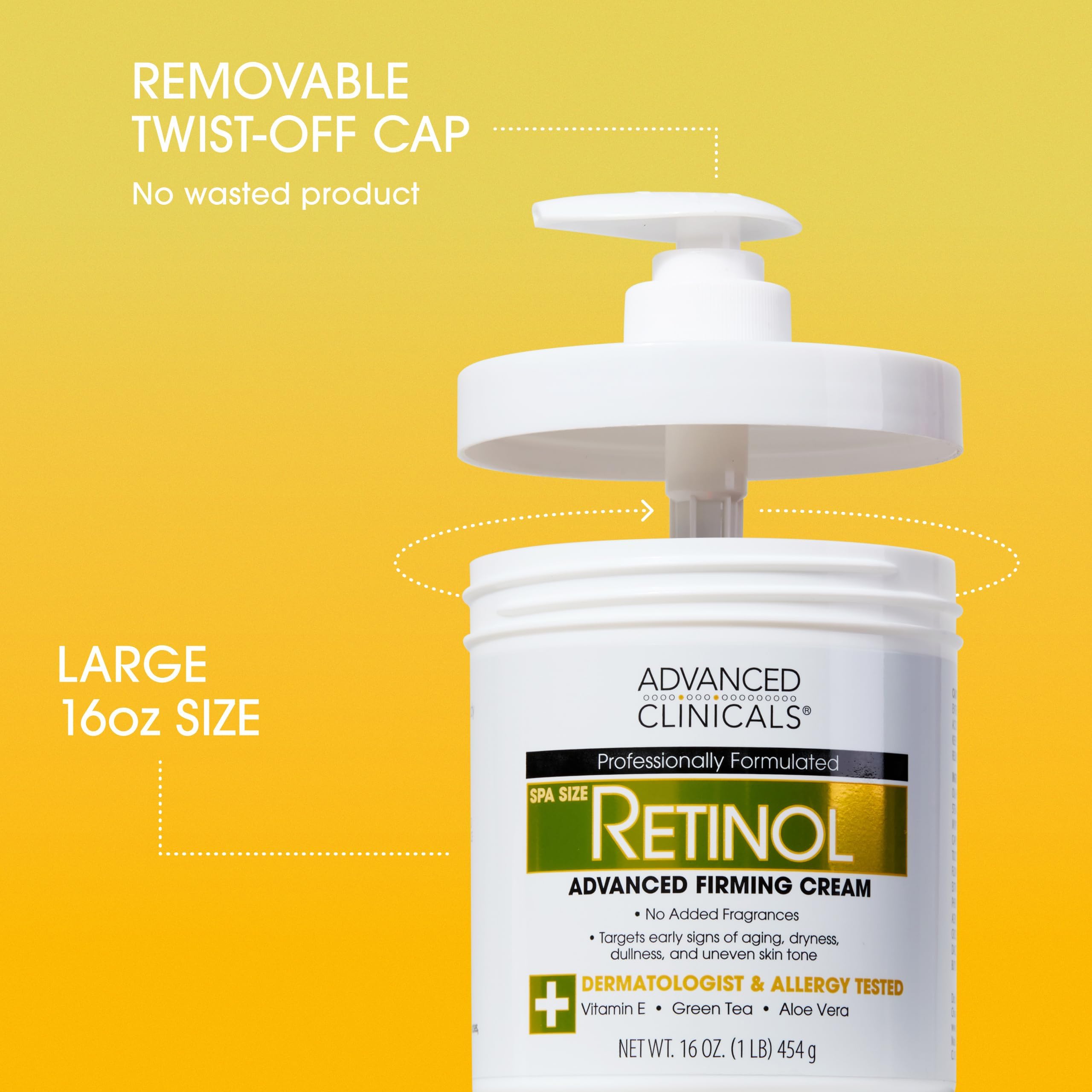 Advanced Clinicals Retinol Body Cream + Hyaluronic Acid Moisturizer 2pc Skincare Set | Face Cream & Body Lotion For Women & Men Helps Improve Appearance Of Crepey Skin, Dry Skin, & Wrinkles, 2pc