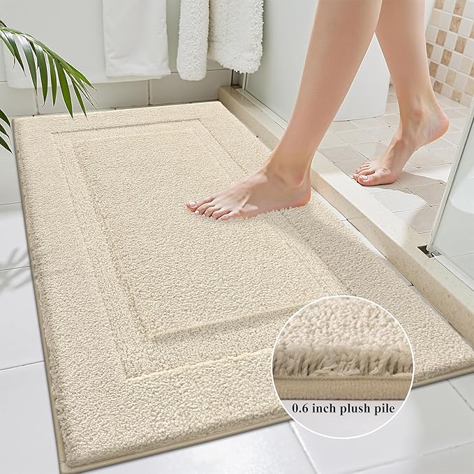 SHACOS Light Beige Bathroom Rugs Sets 3 Piece Bath Mat U Shaped Toilet Rug