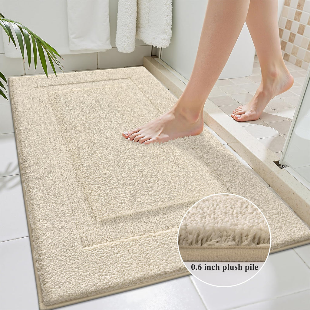 SHACOS Light Beige Bathroom Rugs Sets 3 Piece Bath Mat U Shaped Toilet Rug