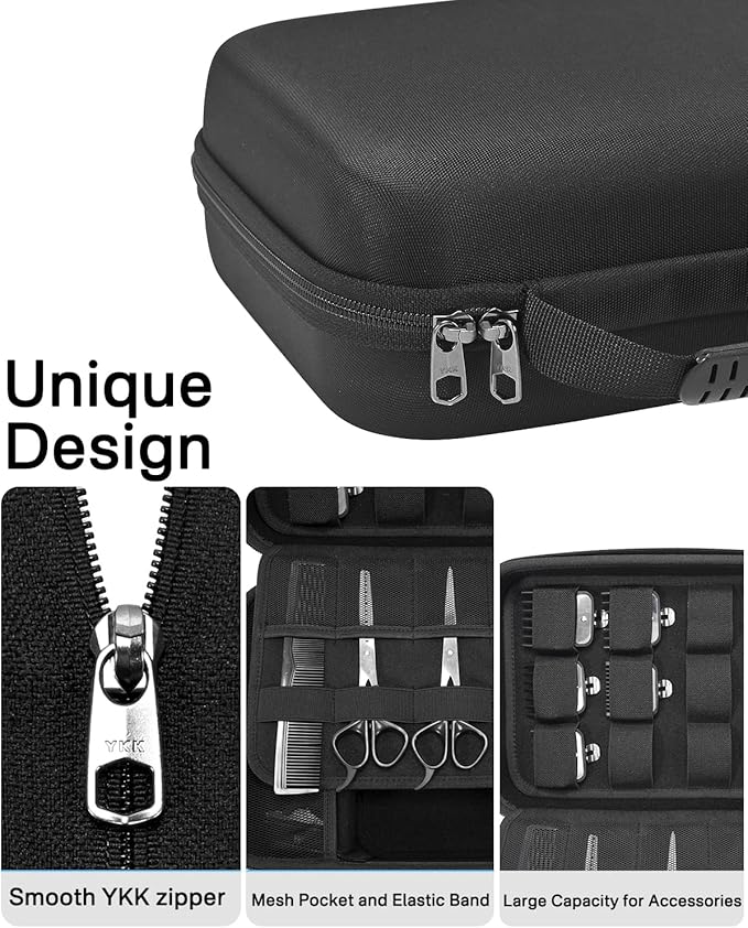 RAIACE Hard Storage Case Compatible with Hair Clippers, Protective Carrying Bag for Barber Accessories/for Guard Grooming Kits. (case only) - Black