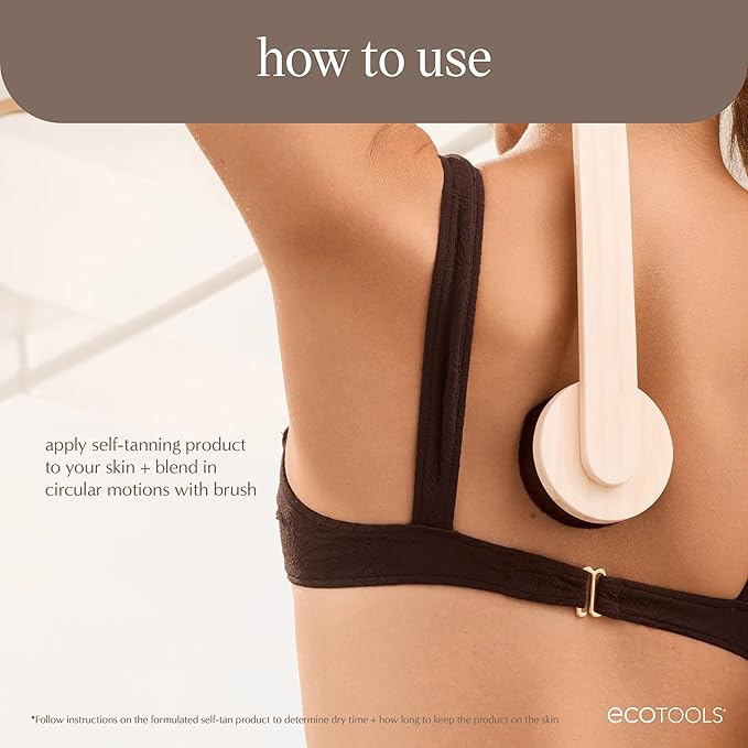 EcoTools Good Tan Self Tanning Back Applicator, Long Handle Back Brush For Self-Tan Application & Controlled Sunless Tanning, Eco Friendly, Vegan & Cruelty Free, 1 Count
