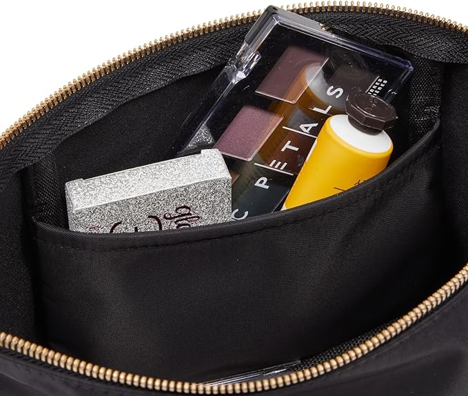 Glamlily 3 Piece Black Makeup Bag Set for Women, Nylon Zipper Cosmetic Pouch Organizers for Travel, Toiletries (3 Sizes)