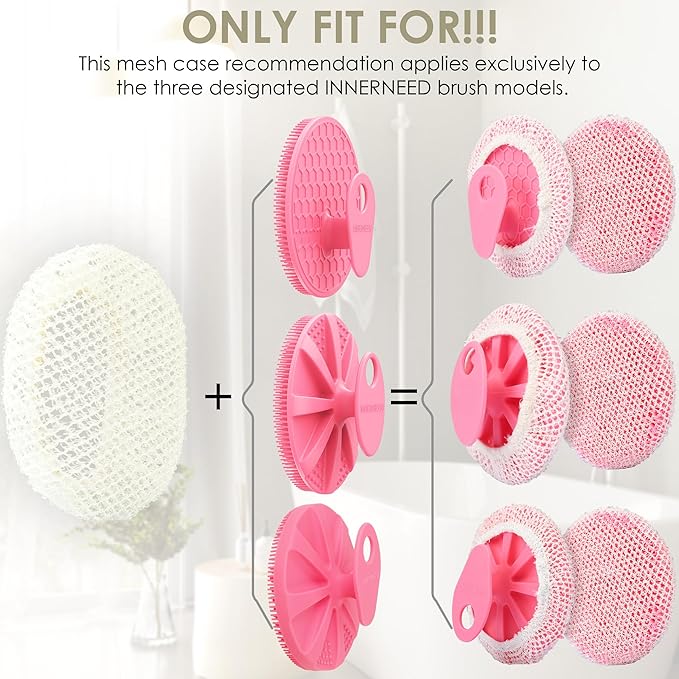INNERNEED Body Shower Exfoliating Net Sponge Mesh Case Cover, Pack of 4