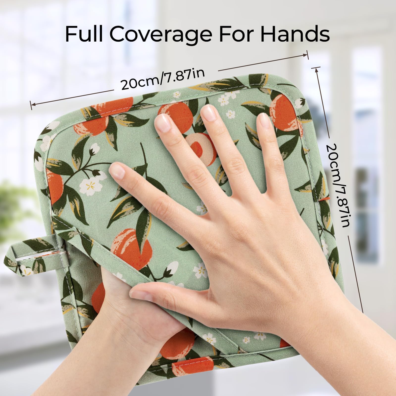 BONTHEE Pot Holders for Kitchen Heat Resistant Hot Pads for Countertops Oven Pot Holders Cotton Potholders for Kitchen Cooking Baking (Watercolor Apricot)