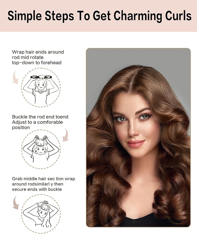 Seritant Heatless Curls Overnight with Satin Head Scarf, Velvet Hair Rollers for Blowout Look, No Heat Curling Rod for Long Thick Hair, Soft Sleep In Flexi Rods - 4PCS(2)