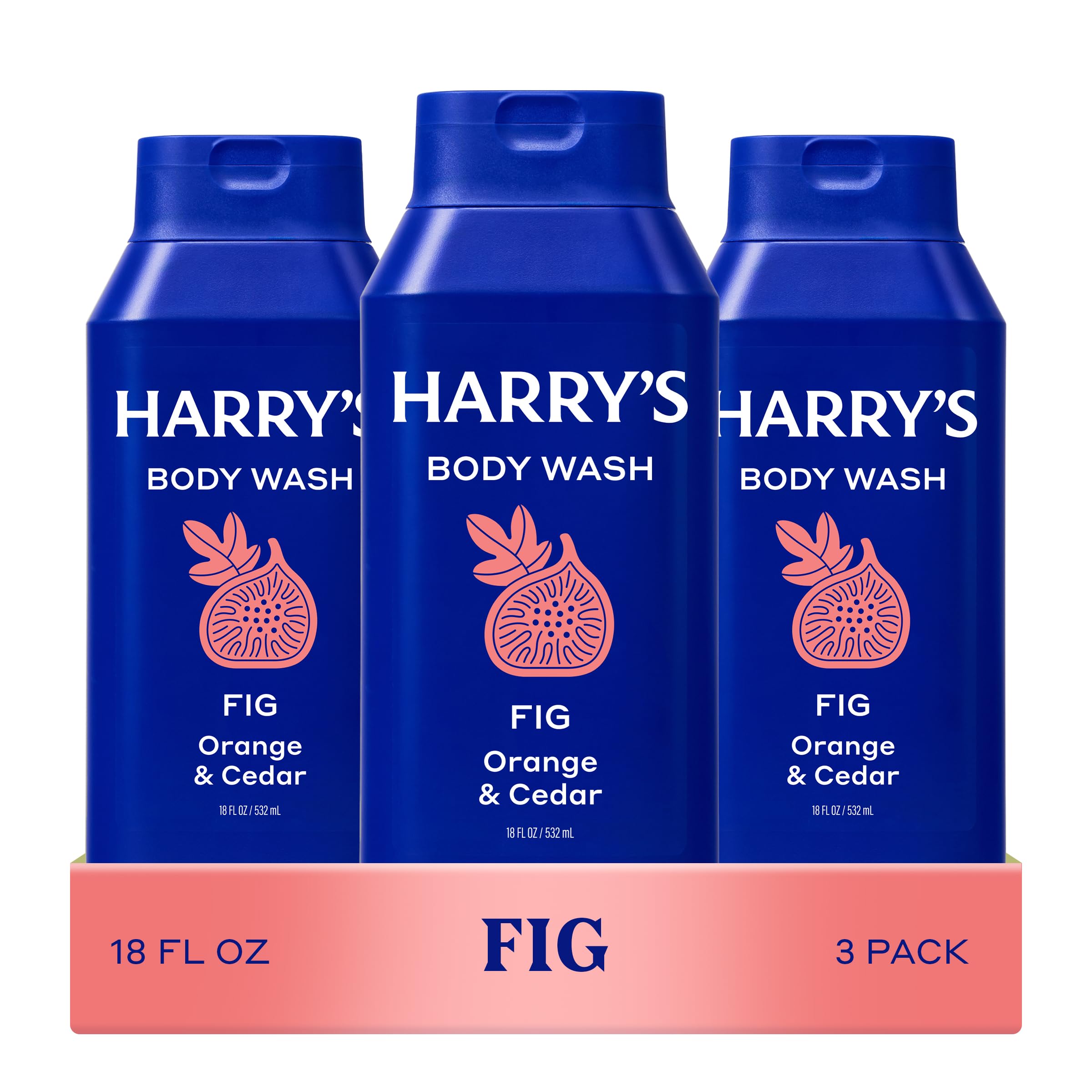 Harry's Men's Body Wash - Fig - (3 Pack) 18 fl oz - Shower Gel for Men - No Parabens, Sulfates, or Dyes