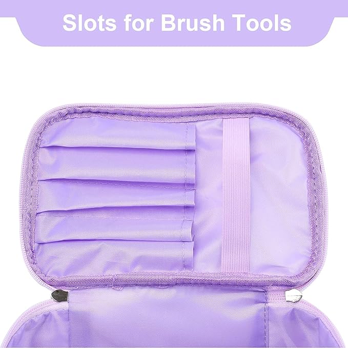 Travel Makeup Bag for Women, PU Leather Cosmetic Bag, Lavender Purple