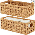 Vagusicc Wicker Storage Basket, Wicker Baskets with Handles, Toilet Paper Basket for Toilet Tank Top, Small Wicke Baskets for Organizing Shelves, 2-Pack