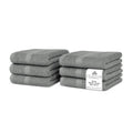 Villa Celestia Cotton Washcloths Set of 6, 12x12 Inch, 100% Ring-Spun Combed Cotton, Soft Absorbent Quick-Dry Wash Cloths for Face and Body, Oeko-TEX Certified, Hotel & Spa Quality, Grey