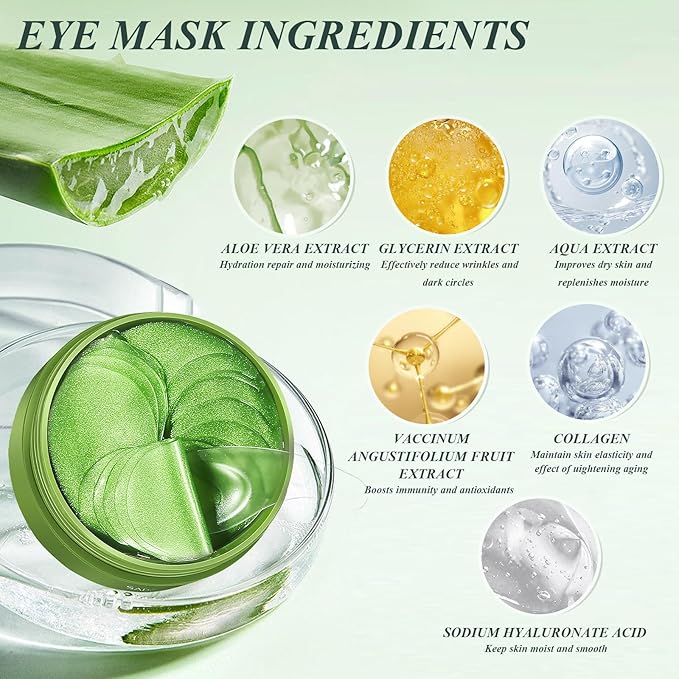 Caseous 60 PCS Aloe Vera Under Eye Patches for Puffy Eyes and Dark Circles