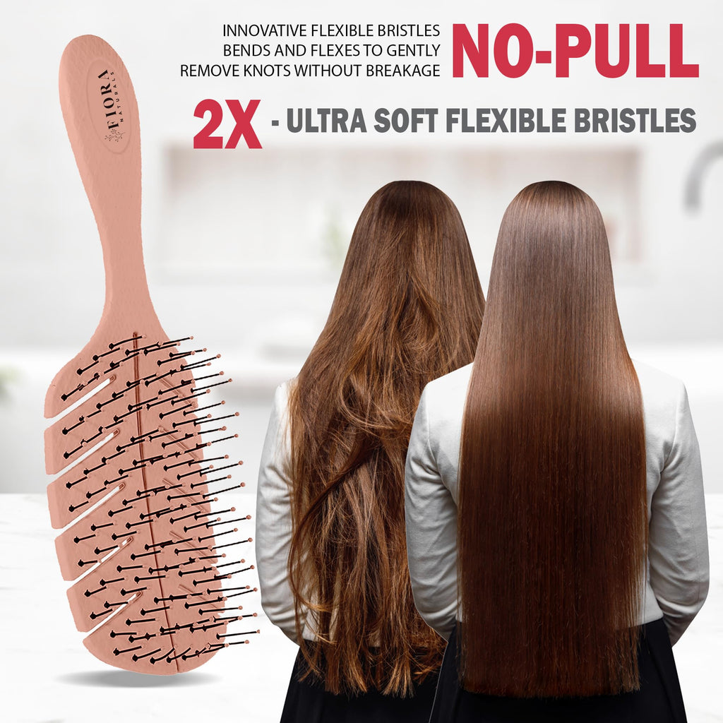 Fiora Naturals Detangler Brush for Wet and Dry Hair, Soft Detangling Brush
