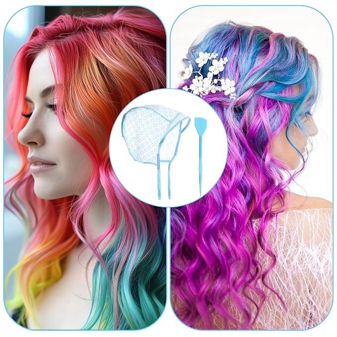 Hair Coloring Kit Highlight Cap, Hair Highlighting Cap, Hairing Coloring Dye Caps Frosting Caps with Plastic Crochet Hook for Salon DIY Dyeing Hairdressing(Blue)