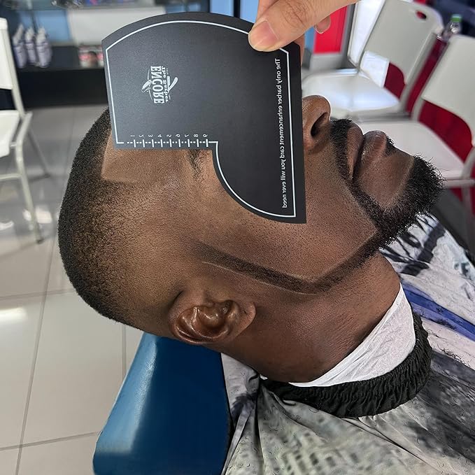 ENCORE THE BARBER Enhancement Card (Black) | for barbers | crispy lines | hairline repair | Beard lineup | Outline shapeup tool | Design ruler | fiber application guide | waterproof