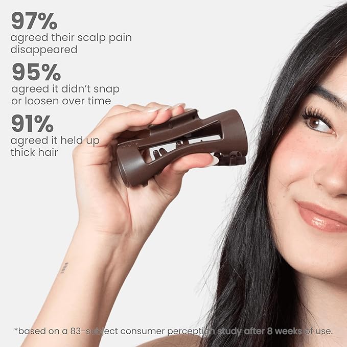 Mello Medium Hair Clip - Flexible Comfort Hair Claw for Women, Strong Hold for Thick & Thin Hair Styling, Durable Material, Matte Non-Slip Finish, Made in Korea, Patent Pending (Dark Brown, Medium)