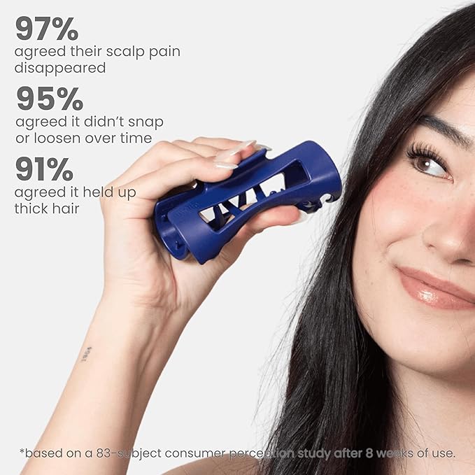 Mello Medium Hair Clip - Flexible Comfort Hair Claw for Women, Strong Hold for Thick & Thin Hair Styling, Durable Material, Matte Non-Slip Finish, Made in Korea, Patent Pending (Blue, Medium)