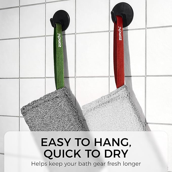 ZOMCHI Body Scrubber, 2 Pack Exfoliating Sponge for Shower and Bath, Large Exfoliator Tool to Remove Dead Skin, Body Sponge for Women & Men (2-Pack, Gray)