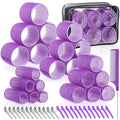 obeoby 4 Sizes Hair Rollers Curlers Set with Clips for Women Girls, Purple