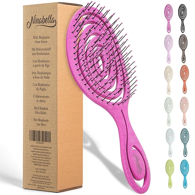 Ninabella Spiral Hairbrush - Detangle Hair Brush - For Brushing Wet or Blow Dry Hair - Detangler Vent Brush