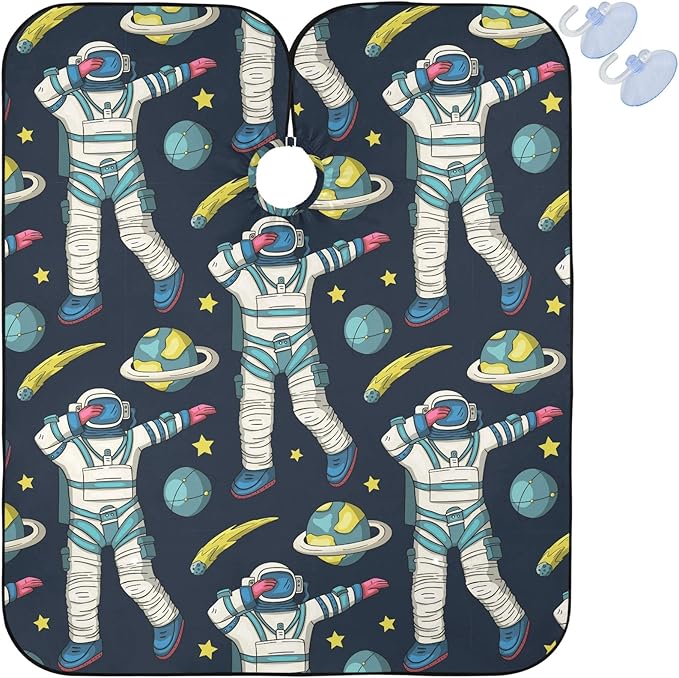 visesunny Barber Cape Astronaut Universe Galaxy Man Dancing Dab Polyester Hair Cutting Salon Cape Apron Anti-Static Haircut Water-Resistant Shaving Cloth Beard Shaving Bib Hairdressing Cape
