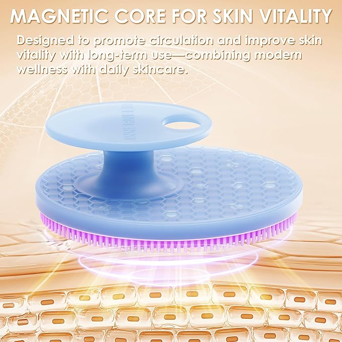 INNERNEED Magnetic Silicone Facial Cleansing Brush – Deep Pore Cleanser with Magnetic Therapy for Skin Circulation & Radiance – Soft, Hygienic, Durable Face Scrubber for All Skin Types （Purple）