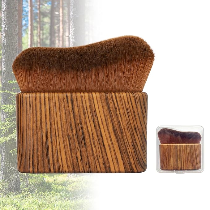 Large Kabuki Self Tanner Brush | Professional Body Makeup Brush for Self-Tan, Leg Makeup and Body Bronzer | Vegan Blend & Blur Sunless Tanning Applicator for Lotion, Mousse & Liquid (Brown)
