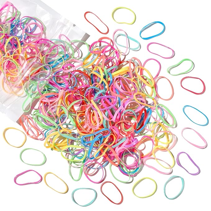 Teenitor Colorful Elastic Ties,Hair Rubber Bands for Kids Girls Thin Small Hair Elastics, Colors,300pcs