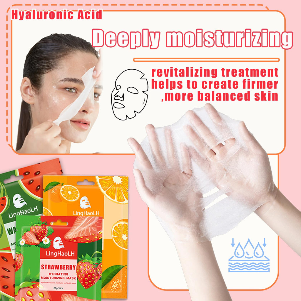 20 Pack Facial Sheet Face Mask Variety Set for All Skin Types,Hydrating Moisturizing Sheet Masks Combo