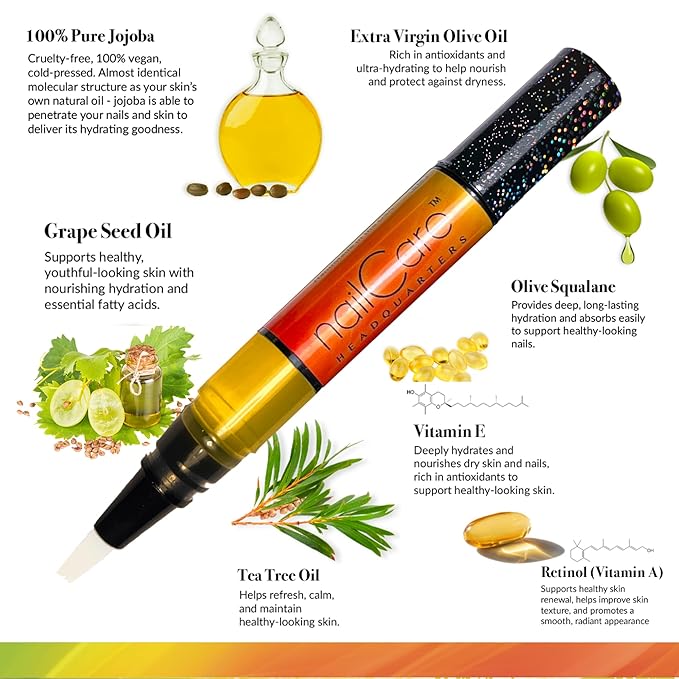 Bliss Kiss Simply Pure Cuticle Oil Pen, Bali Mango Fragrance | Jojoba Nail Growth Oil for Softer Cuticles & Healthier-Looking Nails | Nail Oil Pen for Women | TSA Friendly | Made in USA | 1-Pen 2ml