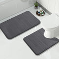 Yimobra Memory Foam Bath Mat Set 2 Piece - Super Soft Absorbent Quick Dry Bathroom Toilet Rugs, Machine Washable Non Slip Floor Carpet for Tub Shower & Single Sink (31.5x20 & 24x20, Dark Gray)