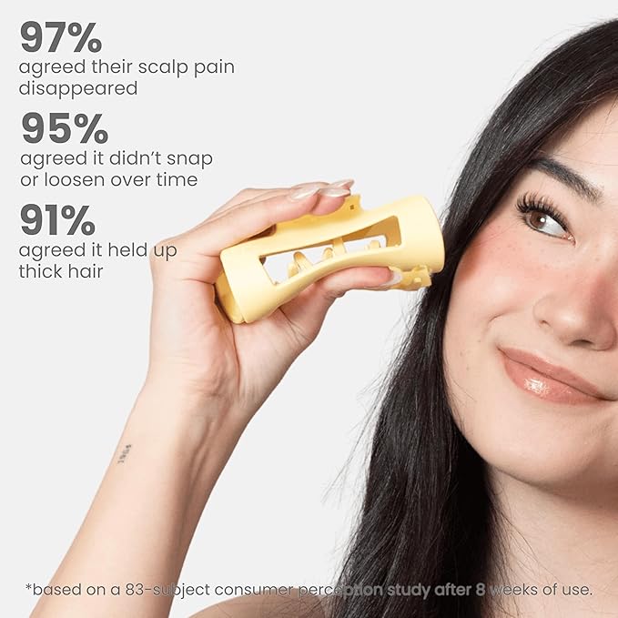 Mello Medium Hair Clip - Flexible Comfort Hair Claw for Women, Strong Hold for Thick & Thin Hair Styling, Durable Material, Matte Non-Slip Finish, Made in Korea, Patent Pending (Yellow, Medium)