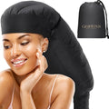 Large Bonnet Hair Dryer Attachment for Locs, Dreadlocks & Natural Curly Hair – XL Soft Satin Hooded Bonnet w/Integrated Headband, Reduces Heat on Ears & Neck, Fast Drying & Deep Conditioning