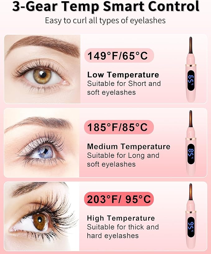 Heated Eyelash Curlers - Eye Lash Curler Heat - Mini Electric Eyelash