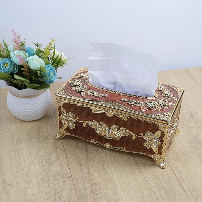 Geesatis Tissue Box Cover, Rectangle Tissue Box Holder, Rectangular Napkin Facial Tissues Holder for Bathroom Toilet Bedroom Living Room Table Desk Office Dresser, 1 Pcs Red 9.5''x5.7''x4.9''