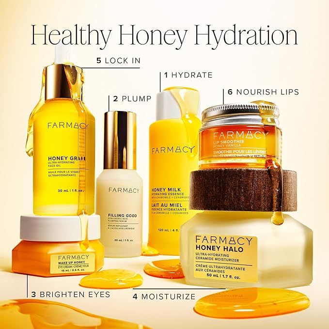 Farmacy Honey Milk Face Essence - Hydrating Milky Toner with Honey, Ceramides + Chamomile - Helps Strengthen Skin Barrier + Replenish Moisture - Soothing + Calming Skincare (50ml)