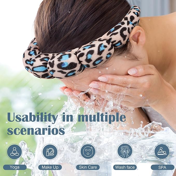 Ztomine Spa Headbands for Washing Face or Facial - Set of 2 Terry Cloth Headbands for Puffy Makeup, Mask, Skin Treatment