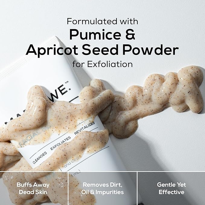 MARLOWE. No. 122 Facial Scrub for Men, 6 oz, Gentle Face Exfoliator with Apricot Seed Powder & Pumice, Cleanses & Smooths, Fresh Pine & Agarwood Scent
